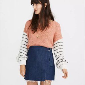 Madewell Denim Raw-hem Mini Wrap Skirt